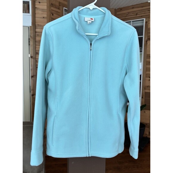 L.L.Bean Fleece Jacket Women L Turquoise Blue Full Zip Outdoors Y2K Preppy Warm - Picture 1 of 9